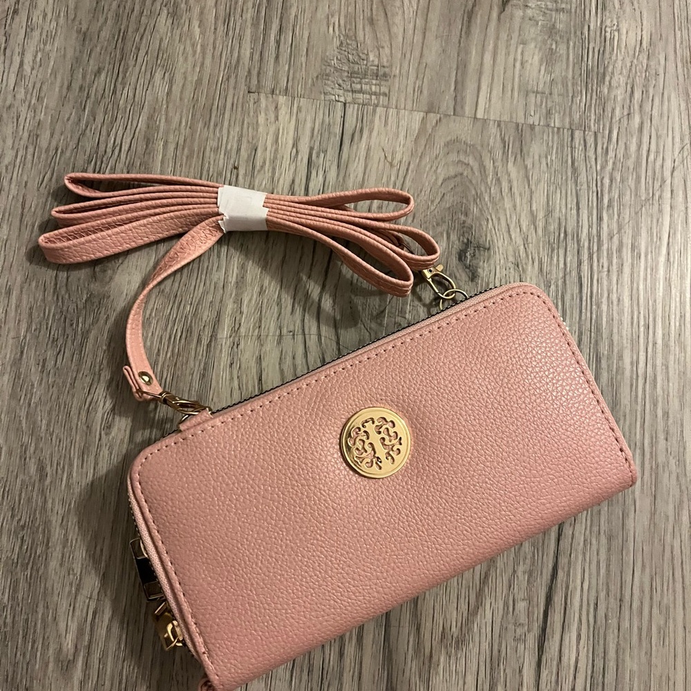 Chic Pink Women's Wallet with Gold Accents